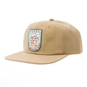 PRANA GAZIN PATCH HAT camel color "Get lost To Get Found "‎ SnapBack One Size